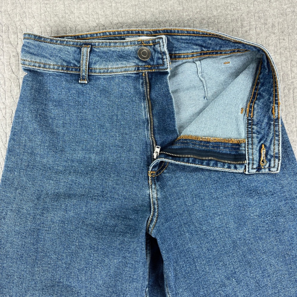 Zara Y2K 90s Baggy Wide Leg Jeans Women 6/26X28 Blue Wash High Rise Raw Hem - Picture 9 of 9